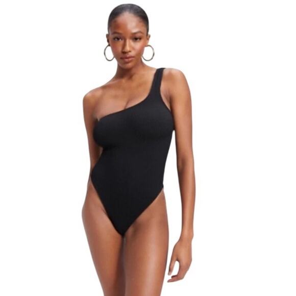 Good American Always Fits One Shoulder One Piece Swimsuit Textured Size 1/2 S/M - Picture 1 of 11
